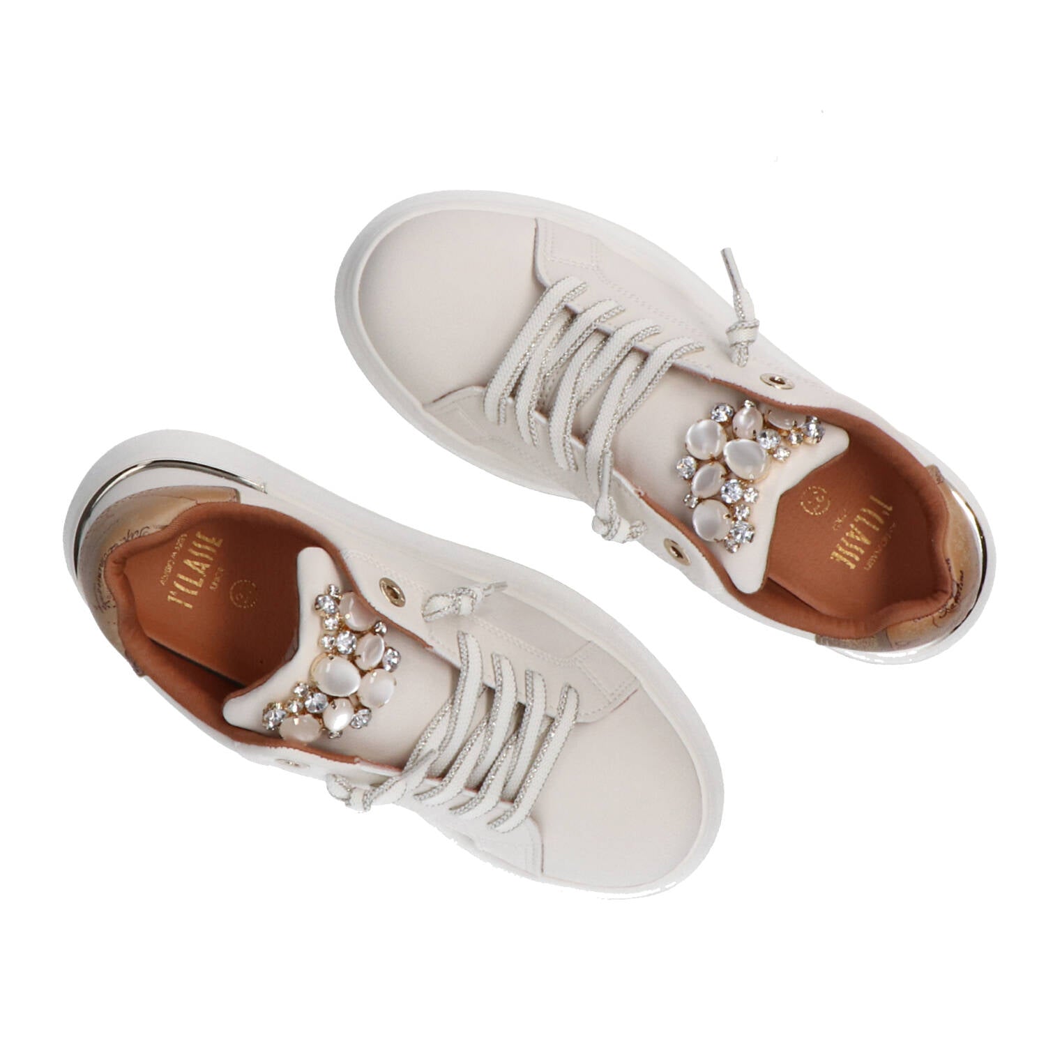 Sneakers Bassa Pelle e Strass N 2269 0289 Bianco Panna_72913.jpg