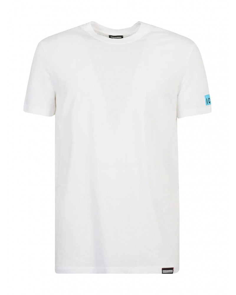 Dsquared2 T-Shirt Uomo Logo Bianco Azzurro