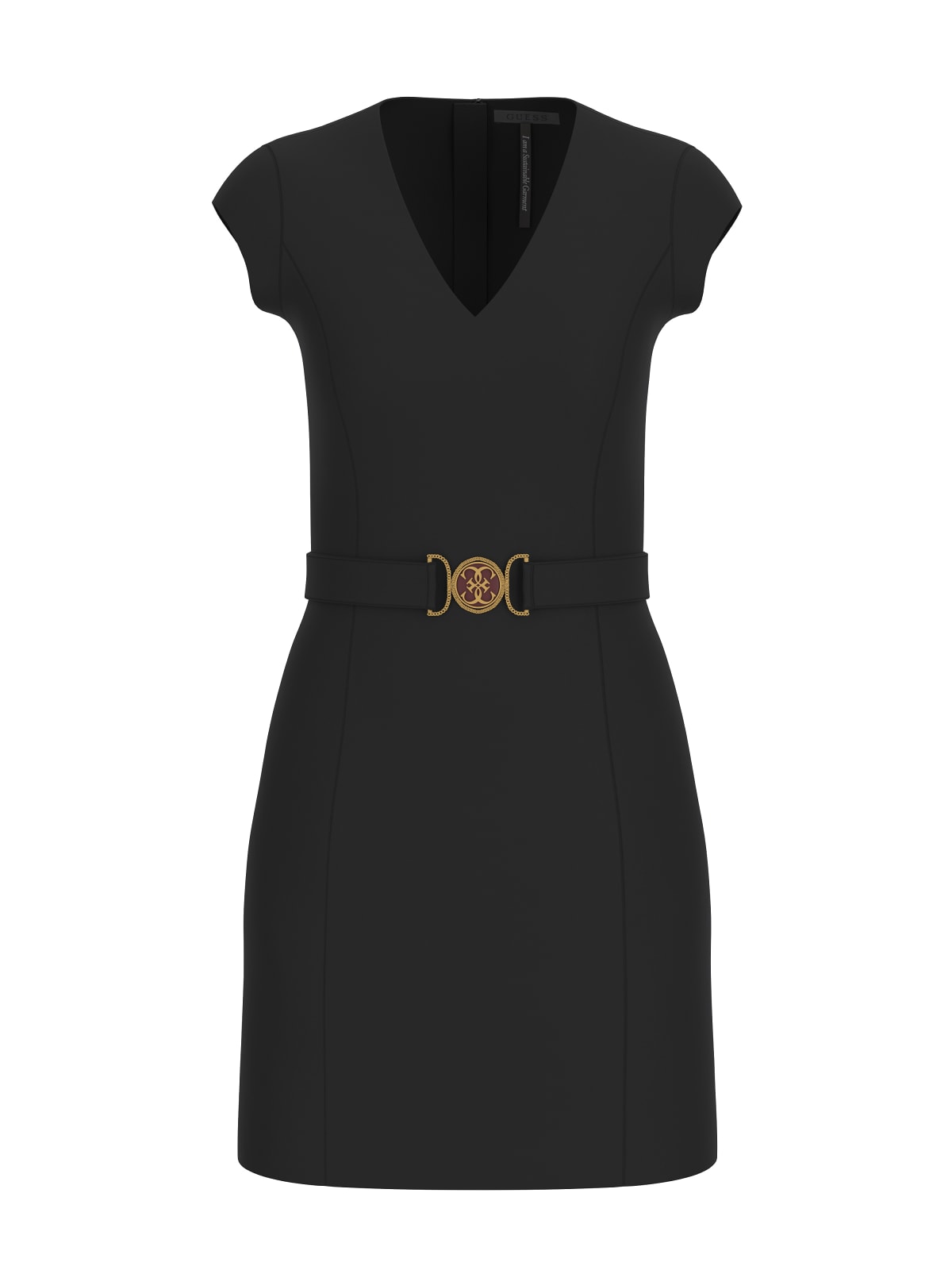 chrissy v neck belted dress Nero