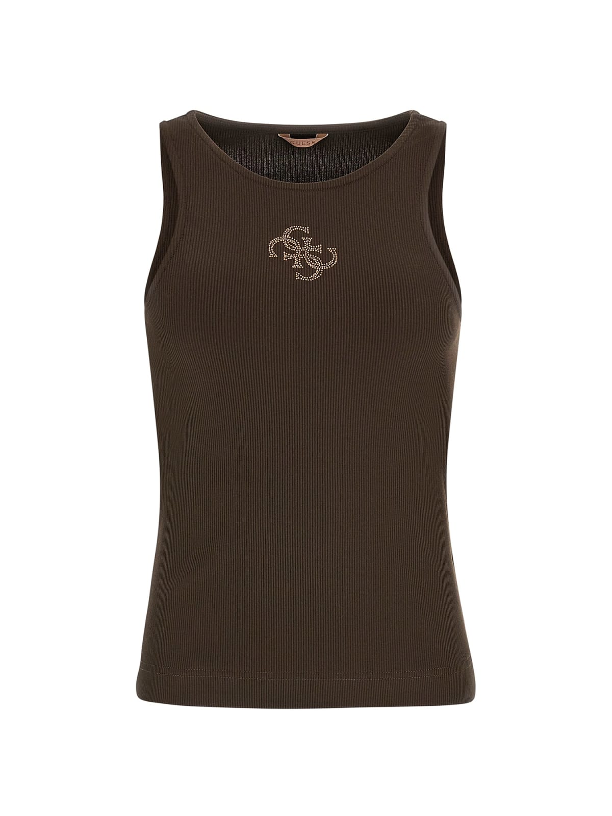 Guess Canotta Donna con Logo Marrone