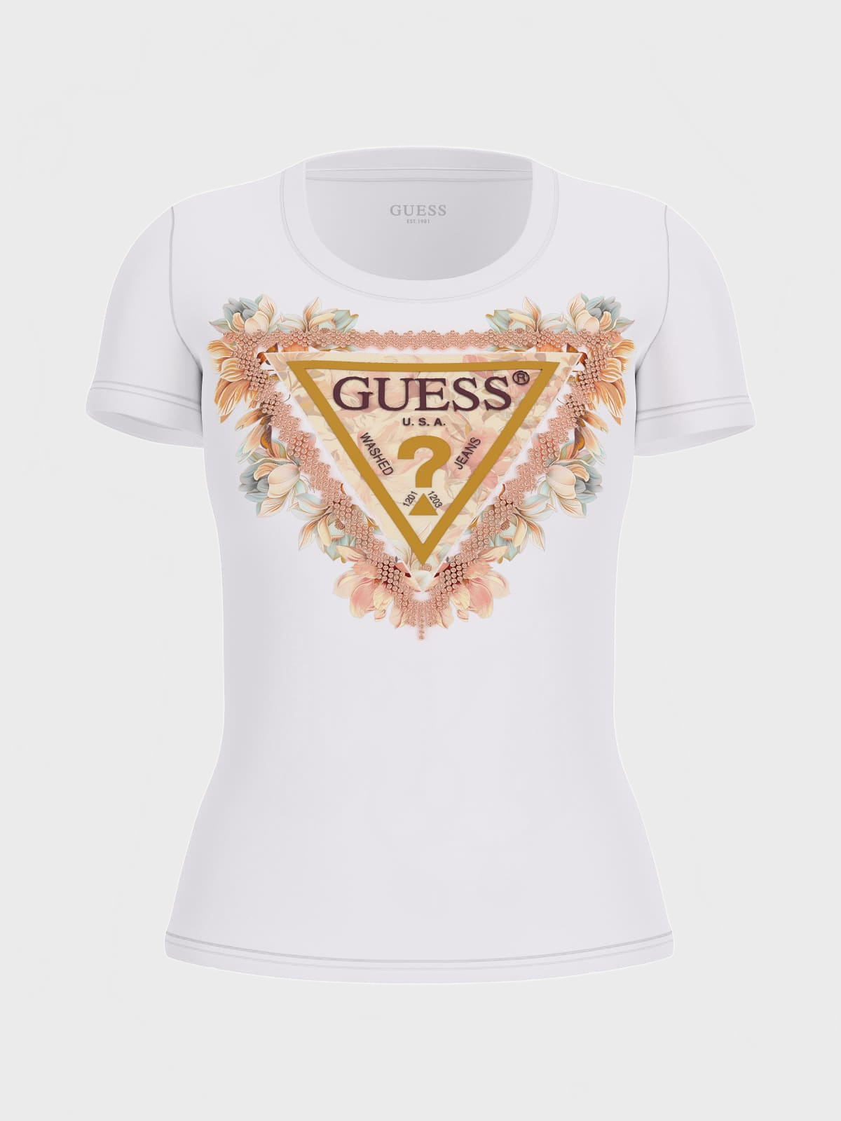 T-shirt SS TRIANGLE FLOWERS TEE Bianco_71856.jpg