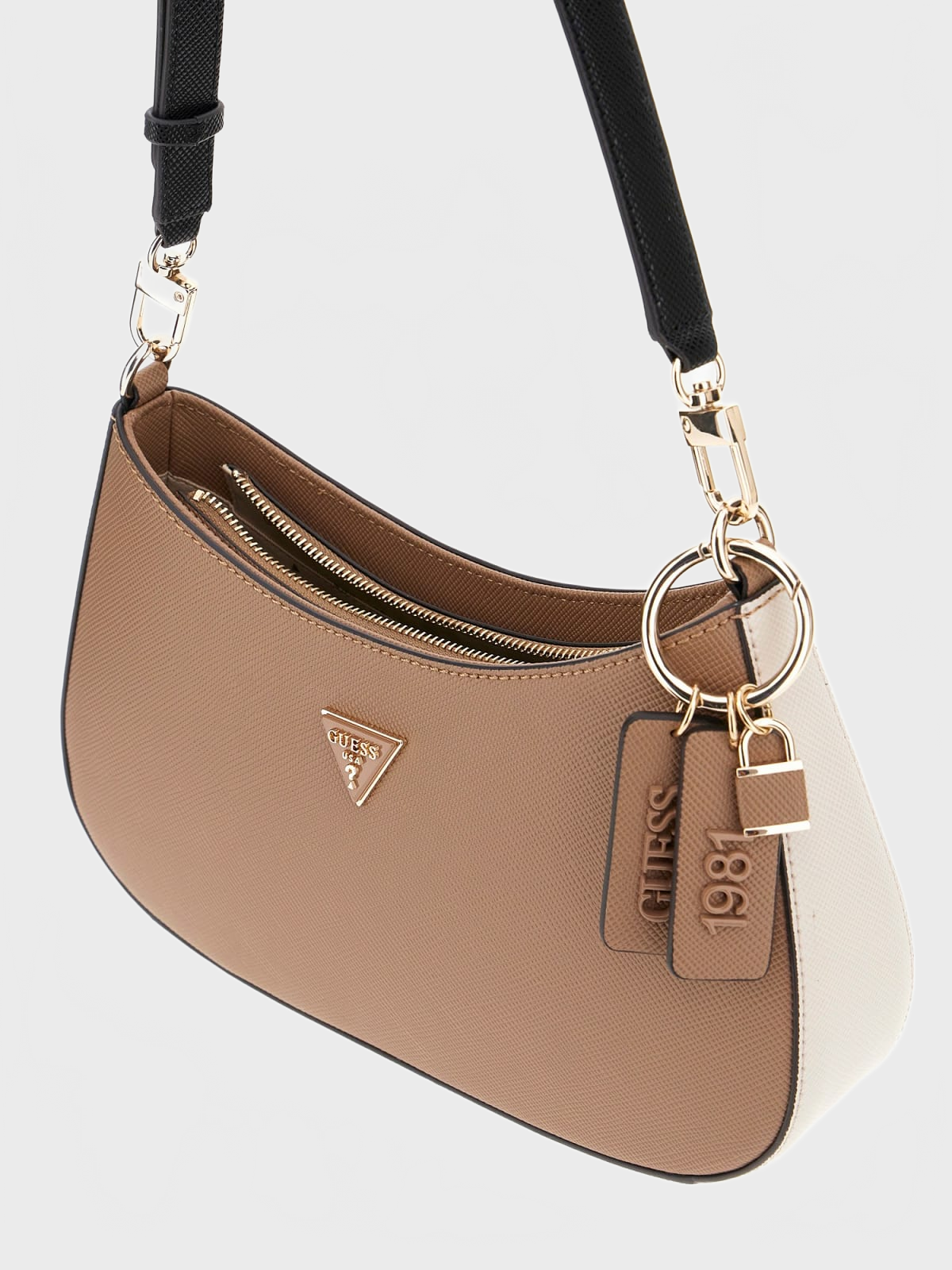 Borse a spalla NOELLE II TOP ZIP LOGO METALLIC Beige_74030.jpg