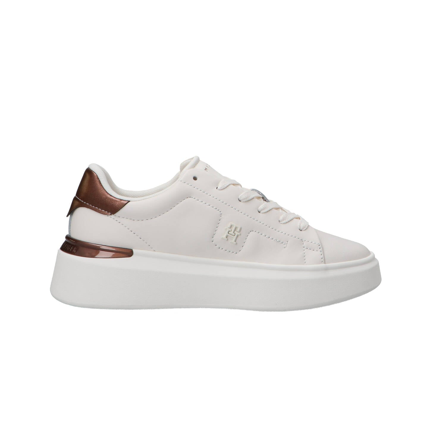 Tommy Hilfiger Sneaker Donna Logo Bianco Bronzo