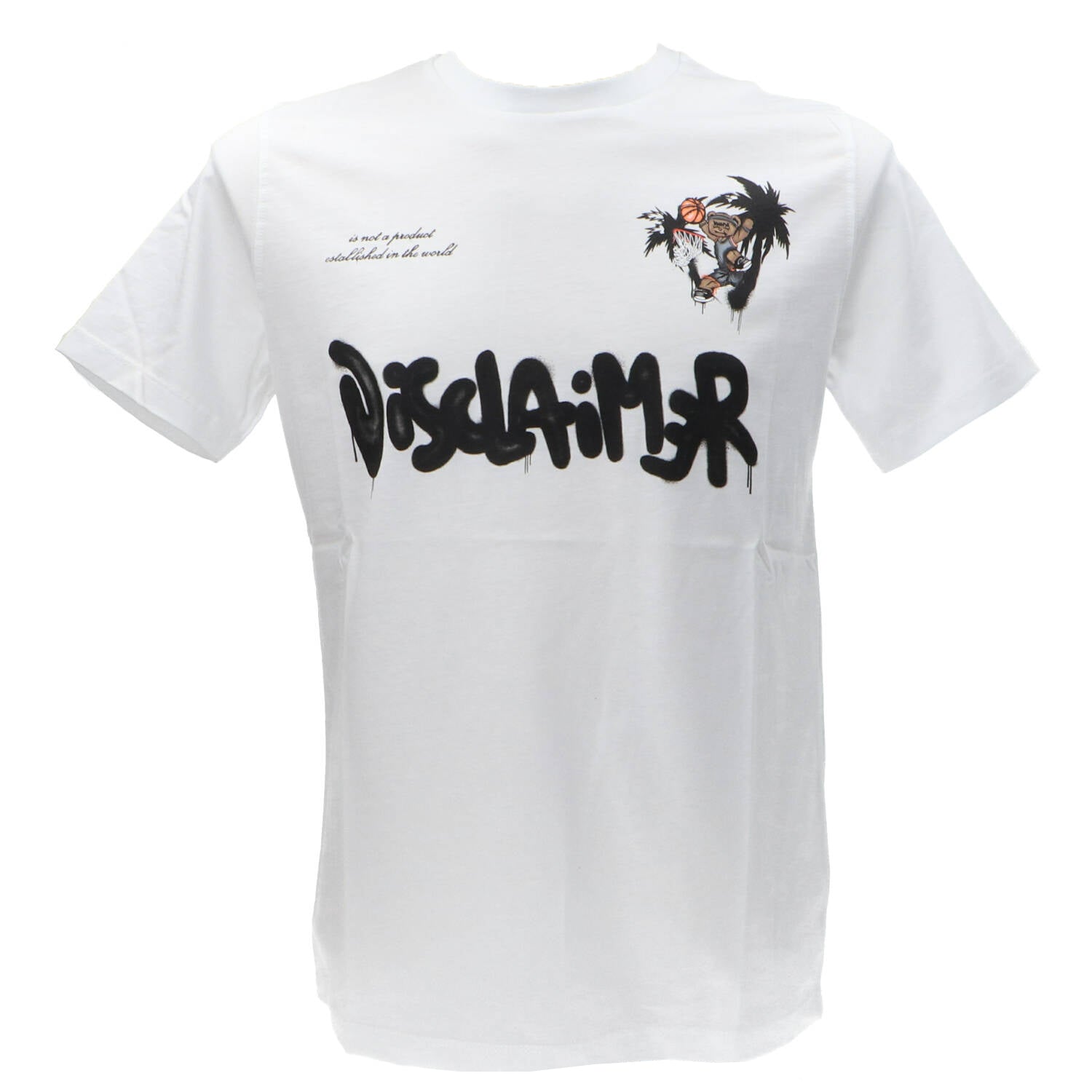 Disclaimer T Shirt Uomo con Logo Bianco