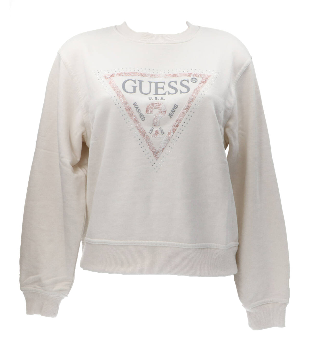 Guess Felpa Donna Logo Off White