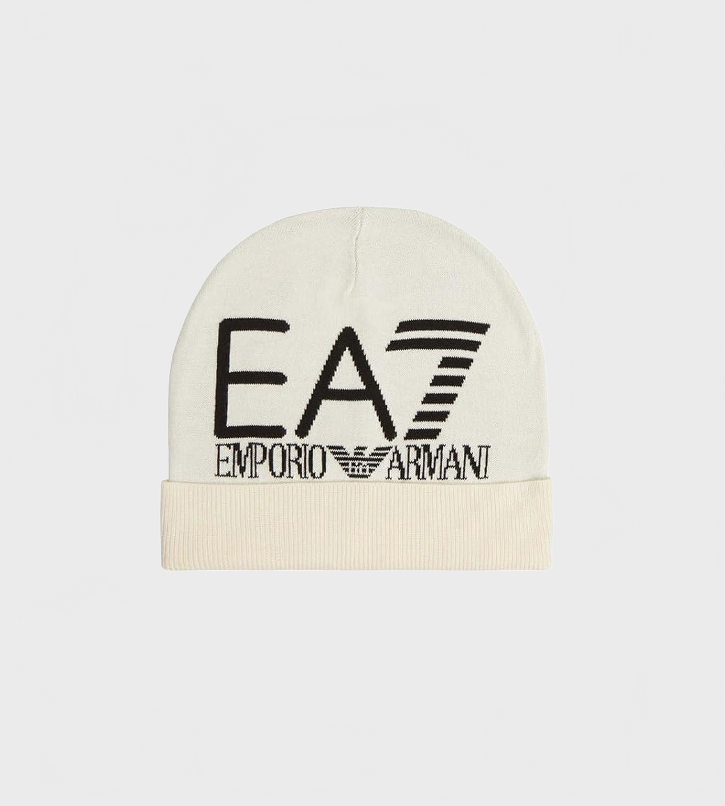 Beanie Visibility maxi logo EA7 Bianco Panna_75769.jpg