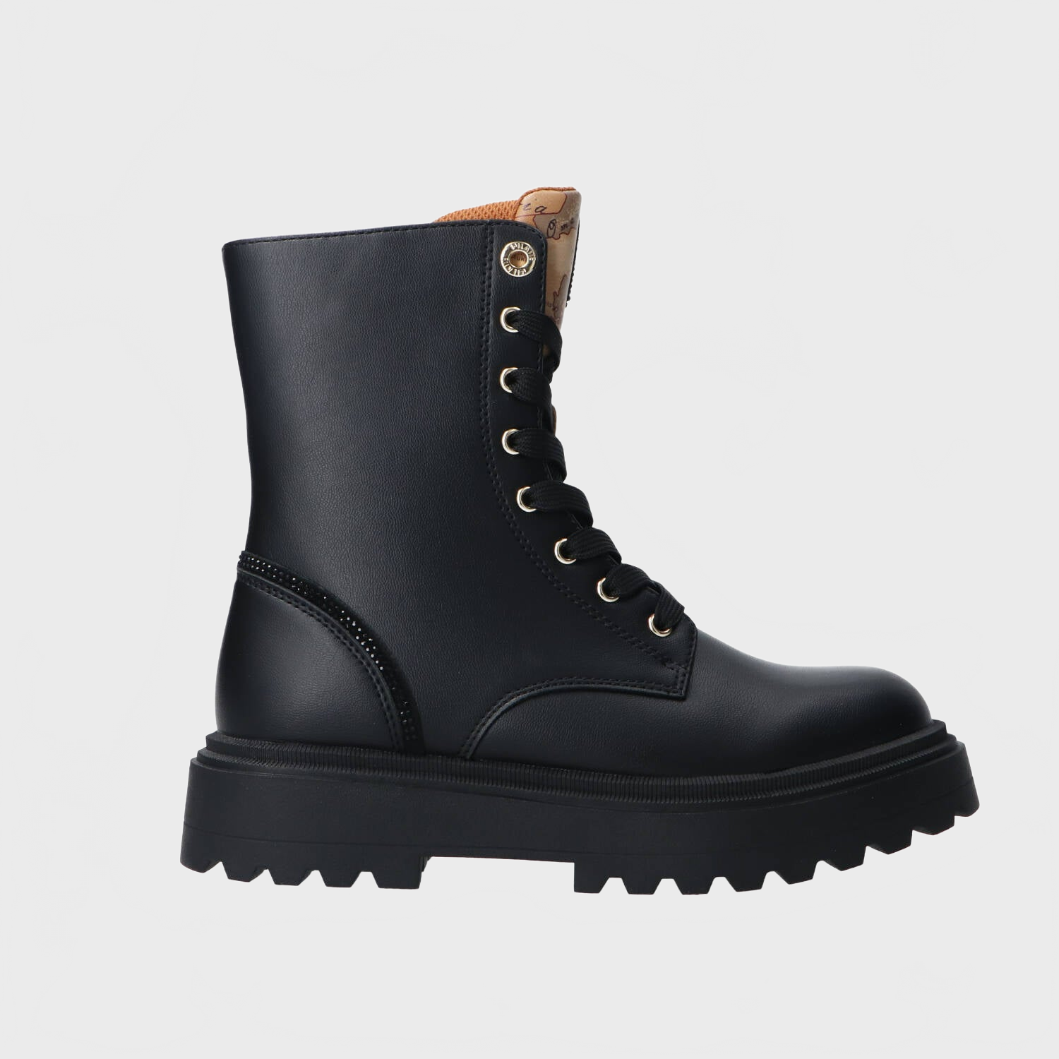 Anfibi Stringato pelle geo e strass Nero_72939.jpg